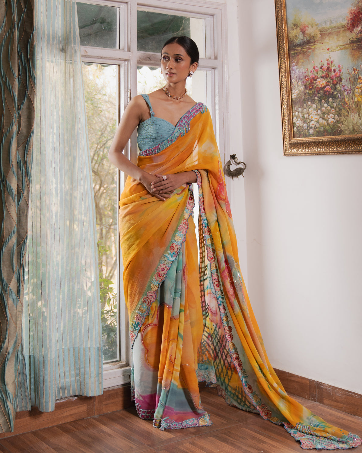 Hawaiian Crane saree