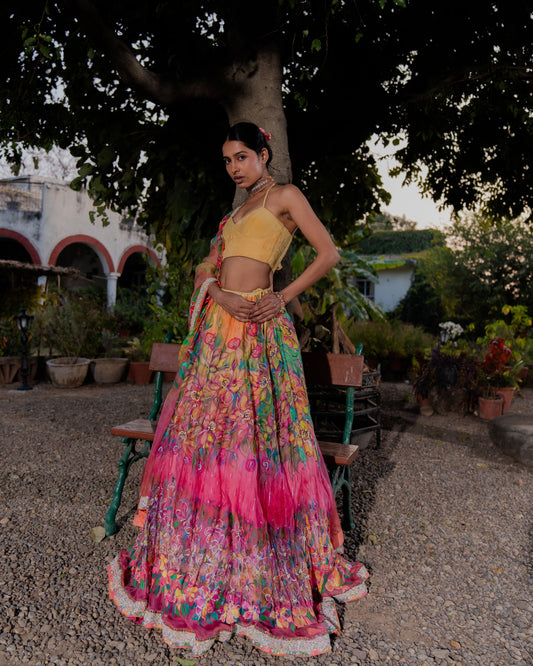 Coral Romance Lehenga