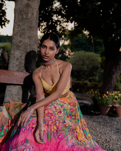 Coral Romance Lehenga