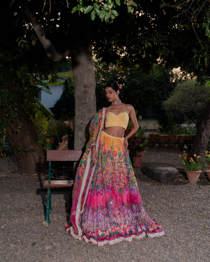 Coral Romance Lehenga