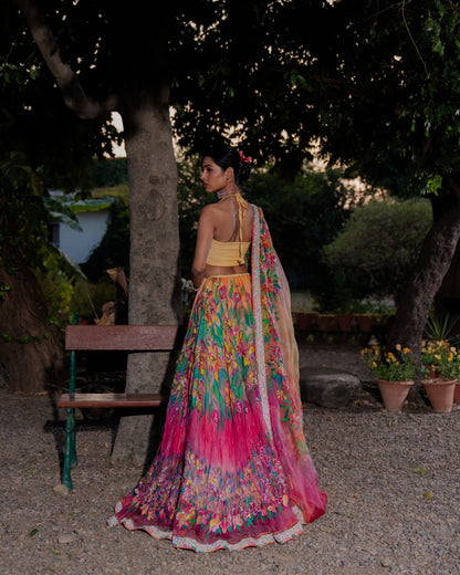 Coral Romance Lehenga