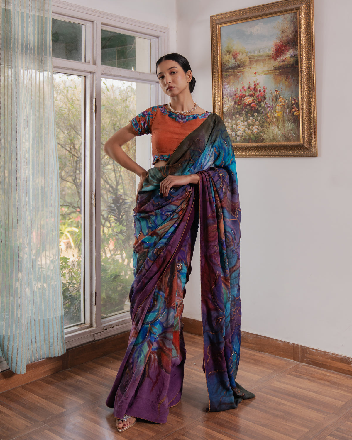 Wooden Galazy Saree