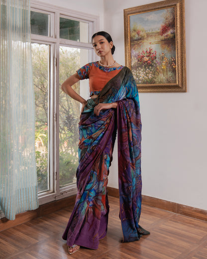 Wooden Galazy Saree
