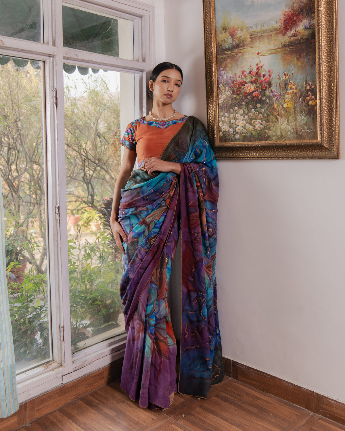 Wooden Galazy Saree