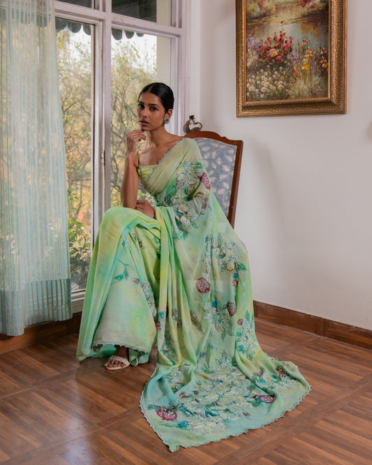 Pomegranate Rubies saree