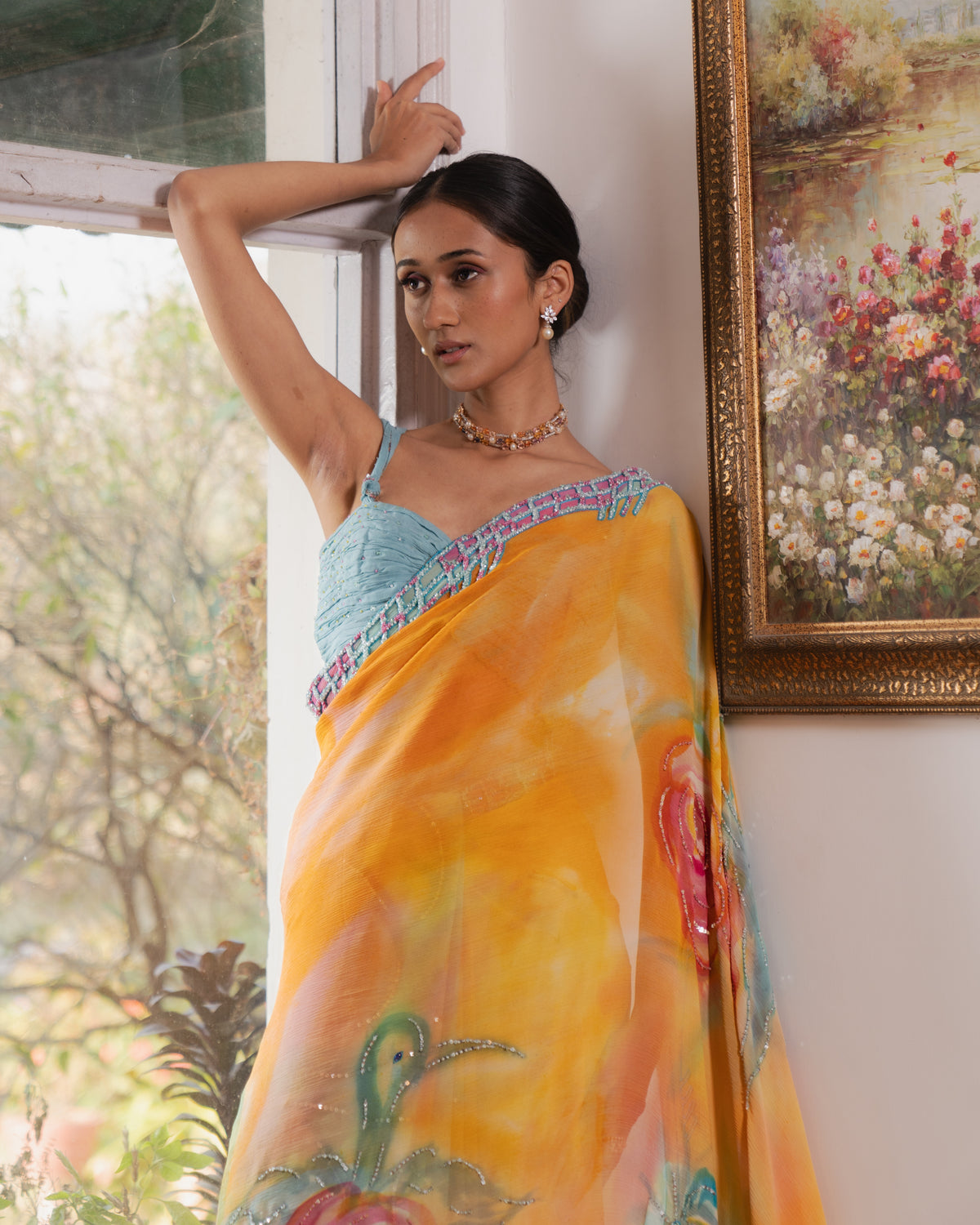 Hawaiian Crane saree