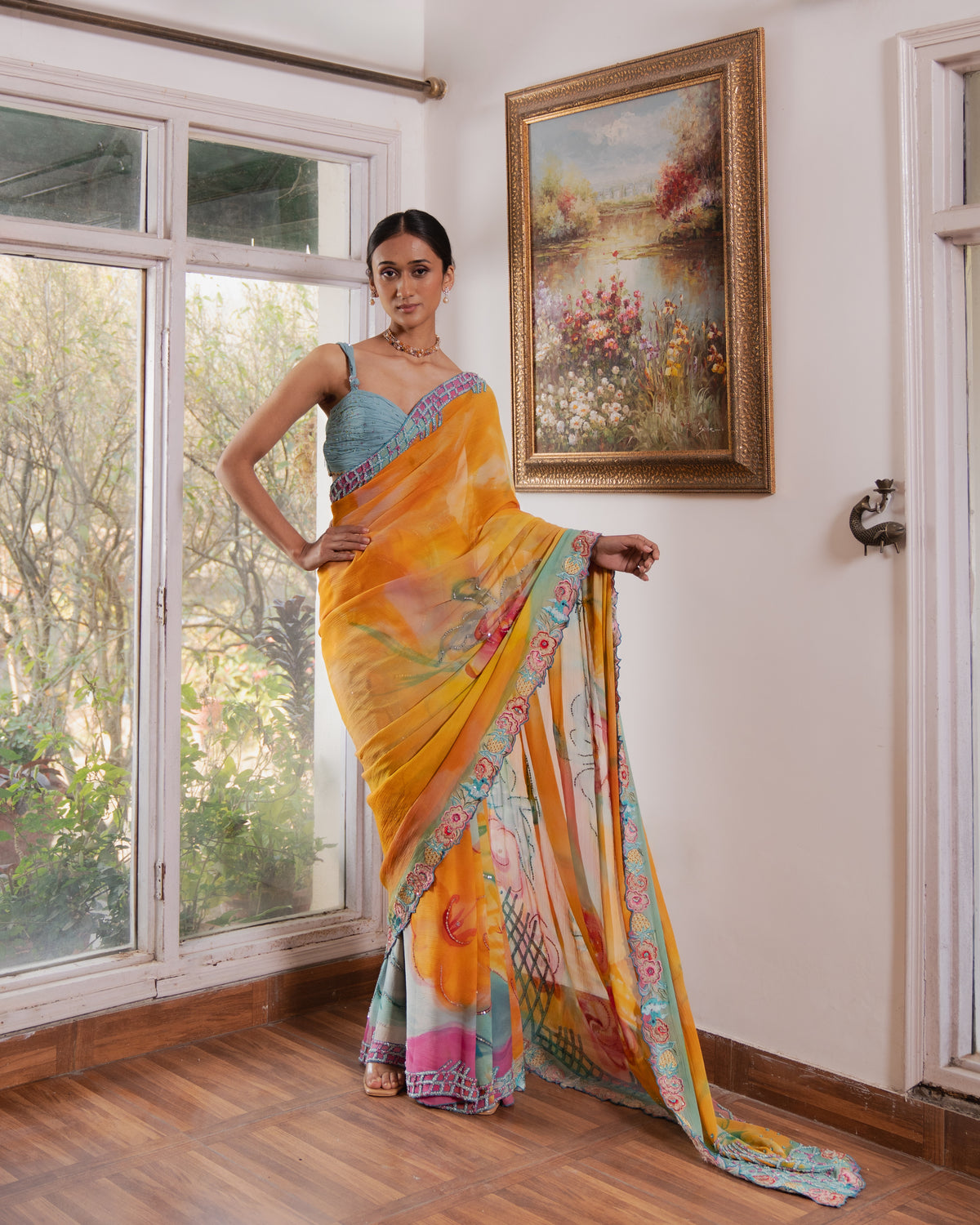 Hawaiian Crane saree