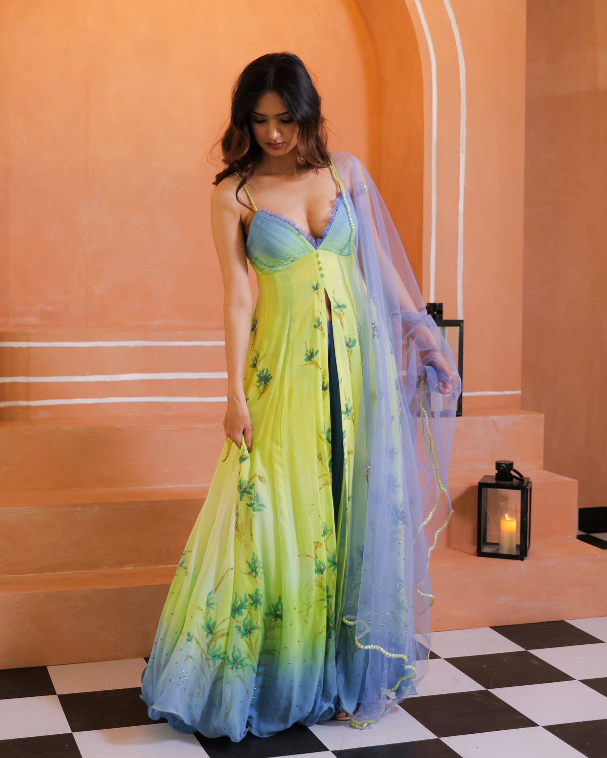 The Blue Daisy Anarkali